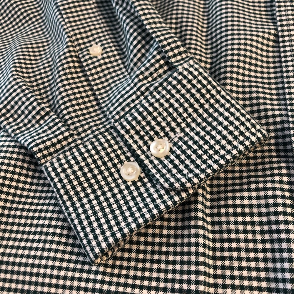 Lands' End Long Sleeve Green & White Shirt Large - Picture 5 of 12